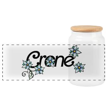 Vigne florale de grue - Boîte à biscuits avec couvercle en bois - blanc - Devant
