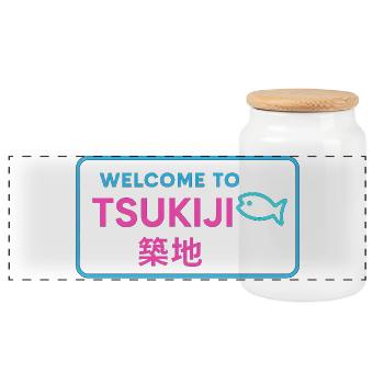Welcome to Tsukiji - Boîte à biscuits avec couvercle en bois - blanc - Devant