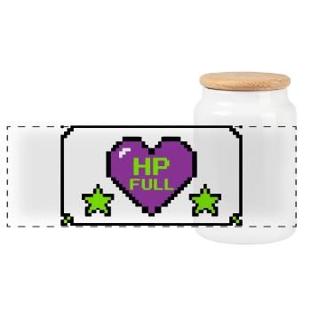 Pixel Herz Rahmen Grafik - Panorama Keksdose mit Holzdeckel - Weiß - Vorne
