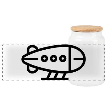 Airship - Panoramic Cookie Jar with Wooden Lid - white - Front