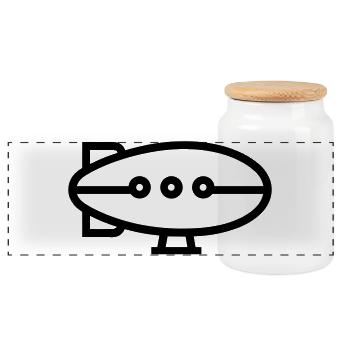 Airship - Panoramic Cookie Jar with Wooden Lid - white - Front