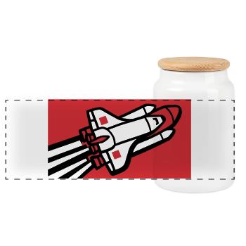 Silhouette de la navette spatiale - Boîte à biscuits avec couvercle en bois - blanc - Devant
