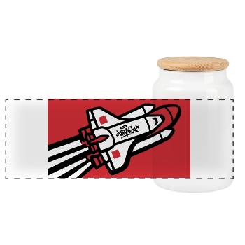 Space Shuttle Graffiti Graphic - Panoramic Cookie Jar with Wooden Lid - white - Front