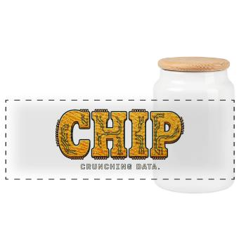 CHIP – Crunchy Data - Panoramic Cookie Jar with Wooden Lid - white - Front