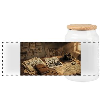 Bonnie & Clyde From Outlaws to American Legends - Panoramic Cookie Jar with Wooden Lid - white - Front