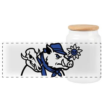 Logo du Crâne de sanglier sauvage - Boîte à biscuits avec couvercle en bois - blanc - Devant