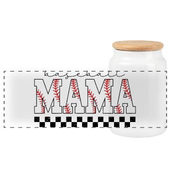 Baseball Mama Season - Panoramic Cookie Jar with Wooden Lid - white - Front