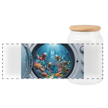 Surreal underwater world inside a washing machine  - Panorama Keksdose mit Holzdeckel - Weiß - Vorne