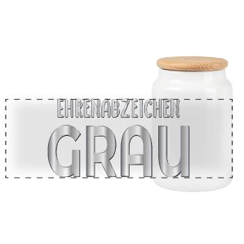 Ehrenabzeichen Graue Haare - Panorama Keksdose mit Holzdeckel - Weiß - Vorne