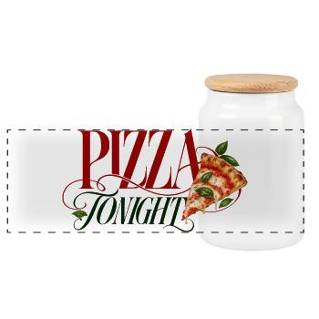 Pizza Tonight Pizza Slice - Panorama Keksdose mit Holzdeckel - Weiß - Vorne
