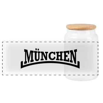 Munich Style - Panoramic Cookie Jar with Wooden Lid - white - Front