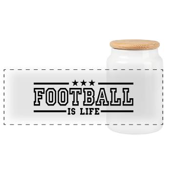 football is life deluxe - Panoramic Cookie Jar with Wooden Lid - white - Front