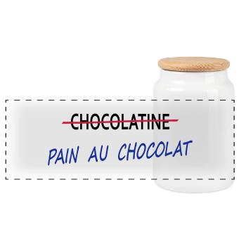 Pain au chocolat - Boîte à biscuits avec couvercle en bois - blanc - Devant