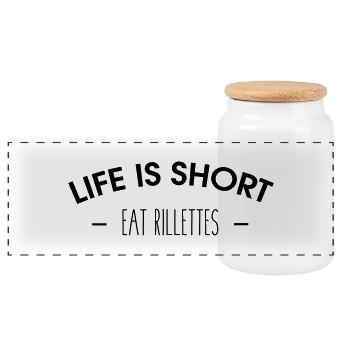 Life is short, eat rillettes - Panoramic Cookie Jar with Wooden Lid - white - Front