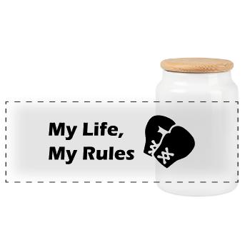 My Life My Rules - Boxen - Panorama Keksdose mit Holzdeckel - Weiß - Vorne