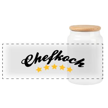 chef - Boîte à biscuits avec couvercle en bois - blanc - Devant