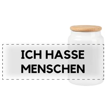ich hasse menschen - Panorama Keksdose mit Holzdeckel - Weiß - Vorne