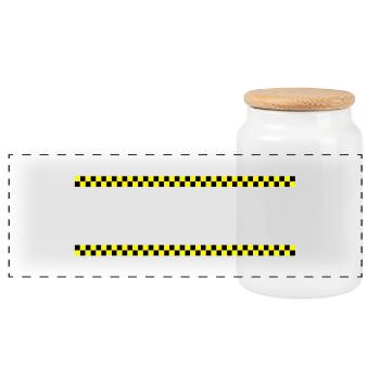 ralley stripes / Ralley Streifen (2c) - Panorama Keksdose mit Holzdeckel - Weiß - Vorne