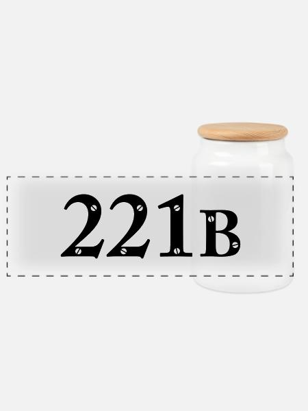 Sherlock Holmes - 221B - Panorama Keksdose mit Holzdeckel - Weiß