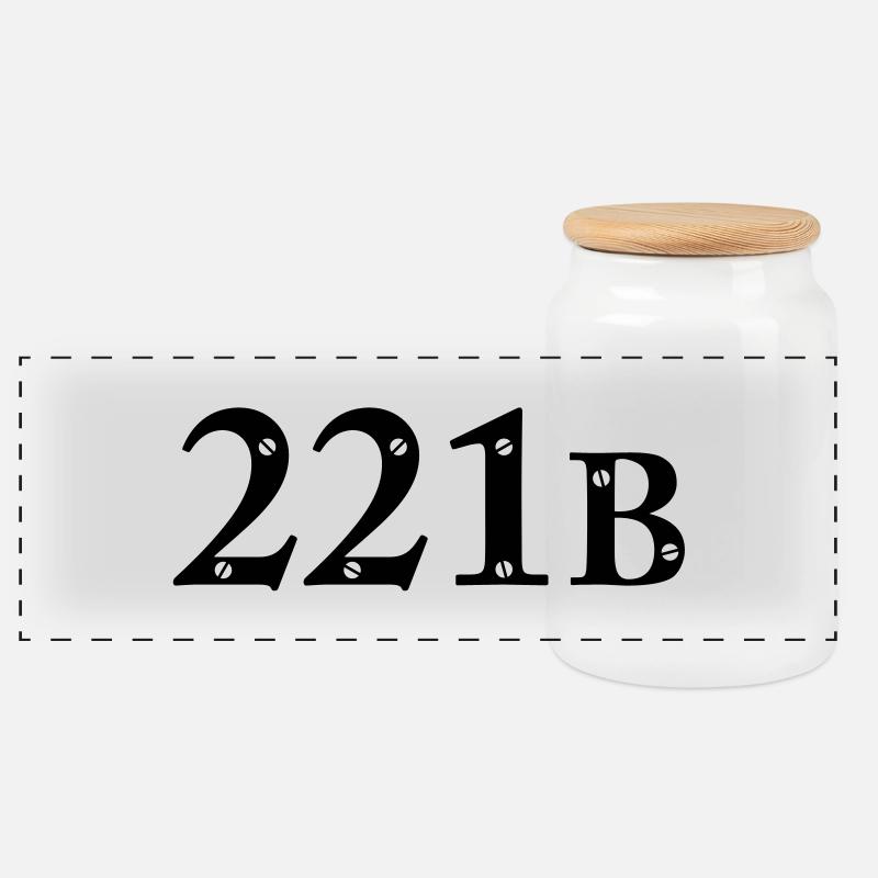 Sherlock Holmes - 221B - Panorama Keksdose mit Holzdeckel - Weiß