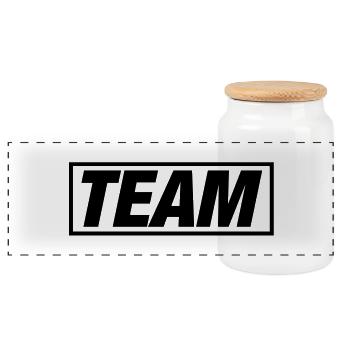 TEAM - Panorama Keksdose mit Holzdeckel - Weiß - Vorne