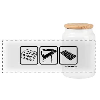 Kaese suisse - Boîte à biscuits avec couvercle en bois - blanc - Devant