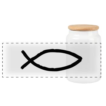 fisch_symbol - Boîte à biscuits avec couvercle en bois - blanc - Devant