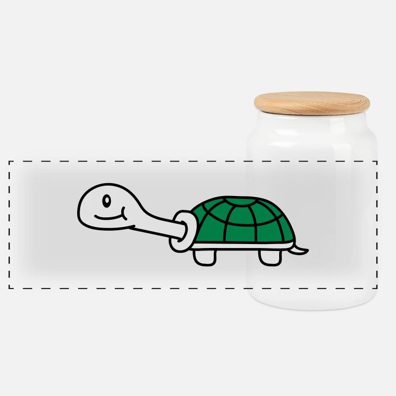 Cute Turtle - Panorama Keksdose mit Holzdeckel - Weiß