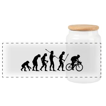 Biker evolution - Panorama Keksdose mit Holzdeckel - Weiß - Vorne