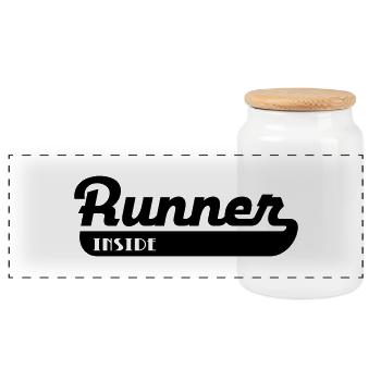 courir - Boîte à biscuits avec couvercle en bois - blanc - Devant