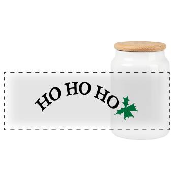 HO HO HO X-MAS Glocke - Panorama Keksdose mit Holzdeckel - Weiß - Vorne