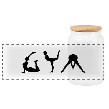 gym gymnastics female gymnastics - Panoramic Cookie Jar with Wooden Lid - white - Front
