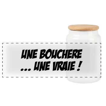 Une Bouchère... une vraie ! - Boîte à biscuits avec couvercle en bois - blanc - Devant