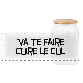 Va te faire cuire le cul ! Citation / Humour - Panorama Keksdose mit Holzdeckel - Weiß - Vorne