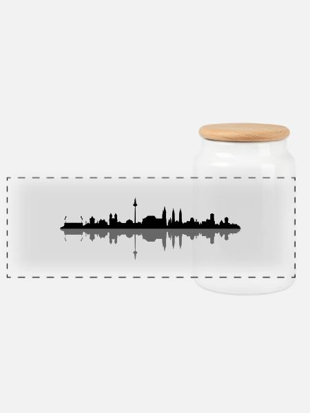 Skyline - Nürnberg - Panorama Keksdose mit Holzdeckel - Weiß