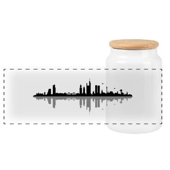 Skyline - Frankfurt - Panorama Keksdose mit Holzdeckel - Weiß - Vorne