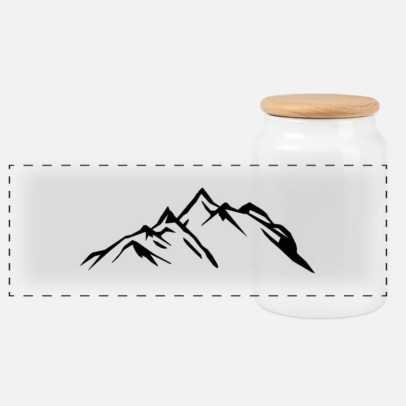 mountains symbol - Panorama Keksdose mit Holzdeckel - Weiß