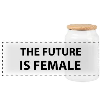 The Future Is Female - Panorama Keksdose mit Holzdeckel - Weiß - Vorne
