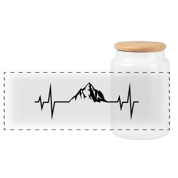 mountains puls ekg - Panorama Keksdose mit Holzdeckel - Weiß - Vorne