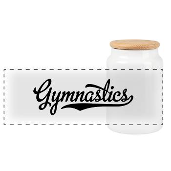Gymnastics - Panoramic Cookie Jar with Wooden Lid - white - Front