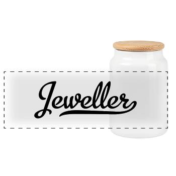 Juwelier - Panorama Keksdose mit Holzdeckel - Weiß - Vorne