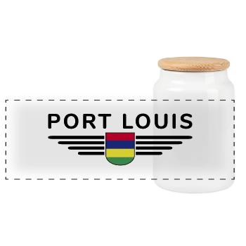 Mauritius T-Shirt – Island Fans & Lovers - Panoramic Cookie Jar with Wooden Lid - white - Front