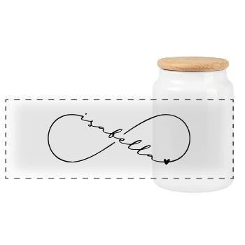Isabella Name Infinitysymbol - Panorama Keksdose mit Holzdeckel - Weiß - Vorne