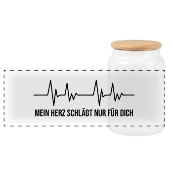 Mein Herz schlägt nur für dich - Panorama Keksdose mit Holzdeckel - Weiß - Vorne