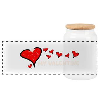Pompöser Valentinstag - Panorama Keksdose mit Holzdeckel - Weiß - Vorne