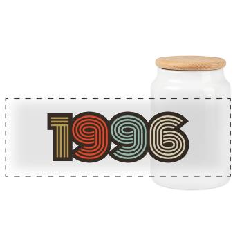1996 rétro vintage - Boîte à biscuits avec couvercle en bois - blanc - Devant