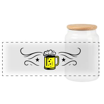 Icône de chope de bière - Boîte à biscuits avec couvercle en bois - blanc - Devant