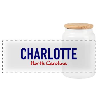 Charlotte - North Carolina - United States of Amer - Panorama Keksdose mit Holzdeckel - Weiß - Vorne