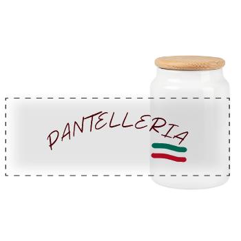Pantelleria Italian flag - Panoramic Cookie Jar with Wooden Lid - white - Front
