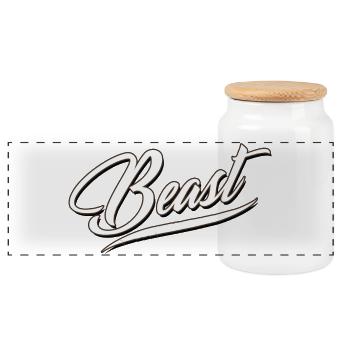 beast mode gym training kraft strong power energy - Panoramic Cookie Jar with Wooden Lid - white - Front